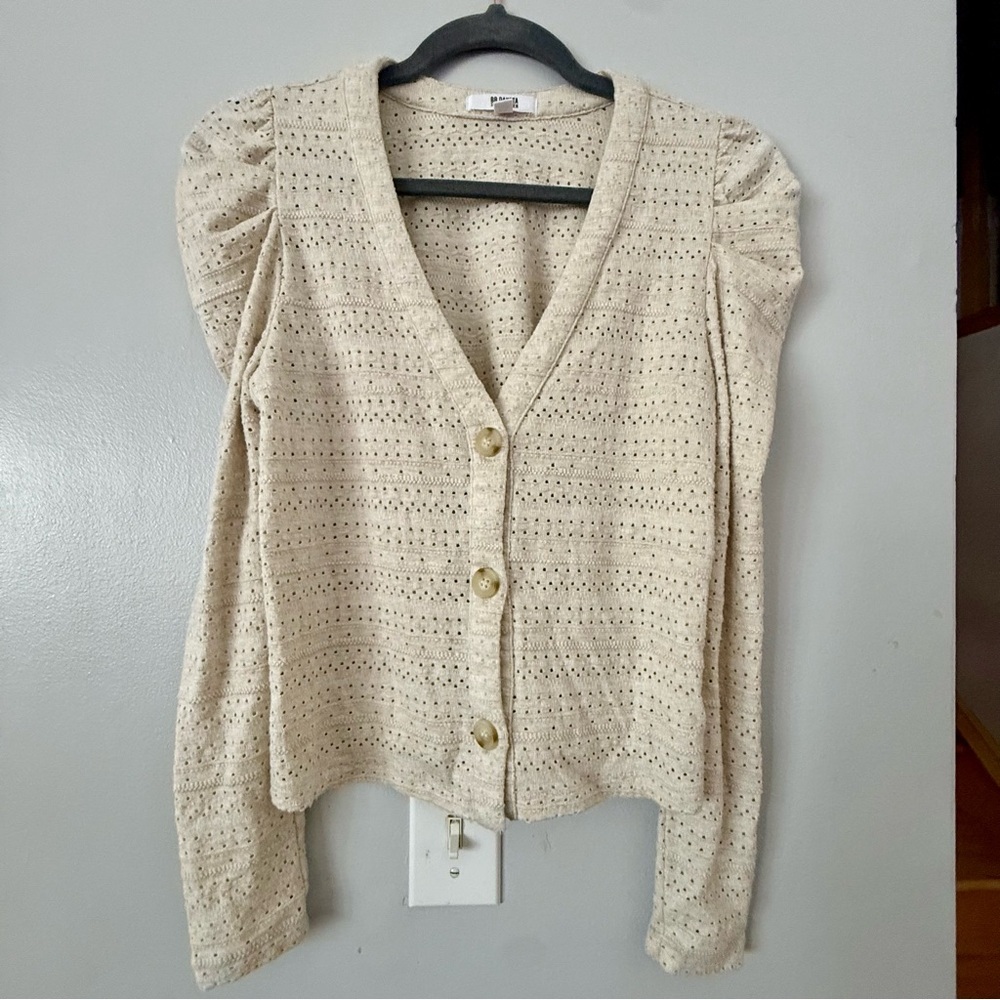 EUC BB Dakota Perforated Cream Sweater